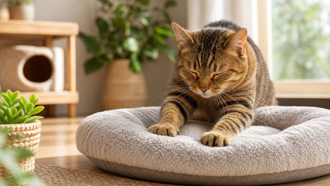 Pourquoi mon chat pétrit/piétine son coussin ?