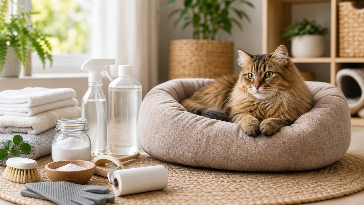 Comment nettoyer un coussin de chat (poils, urine, odeurs)
