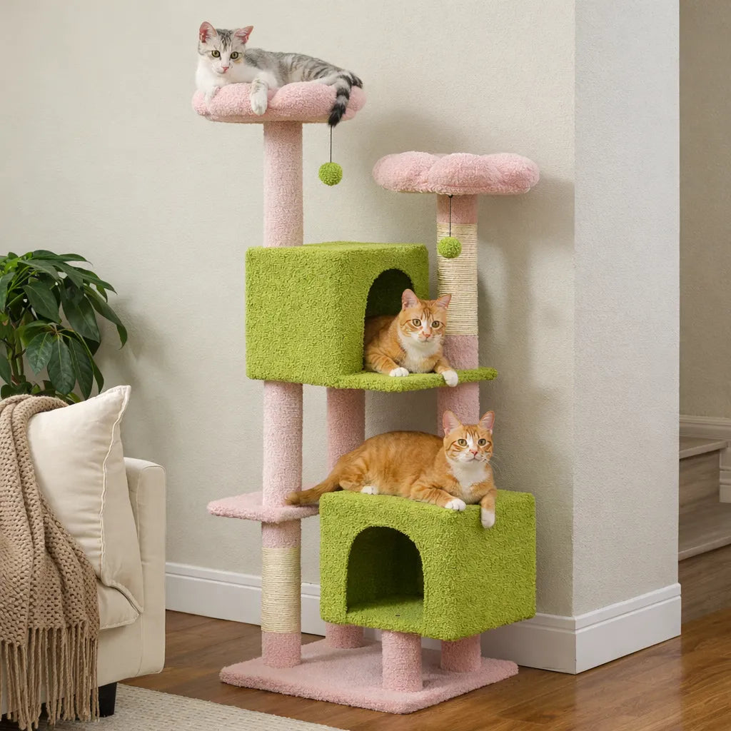 Arbre à chat 130 cm | 2 Condos et Griffoirs en Sisal