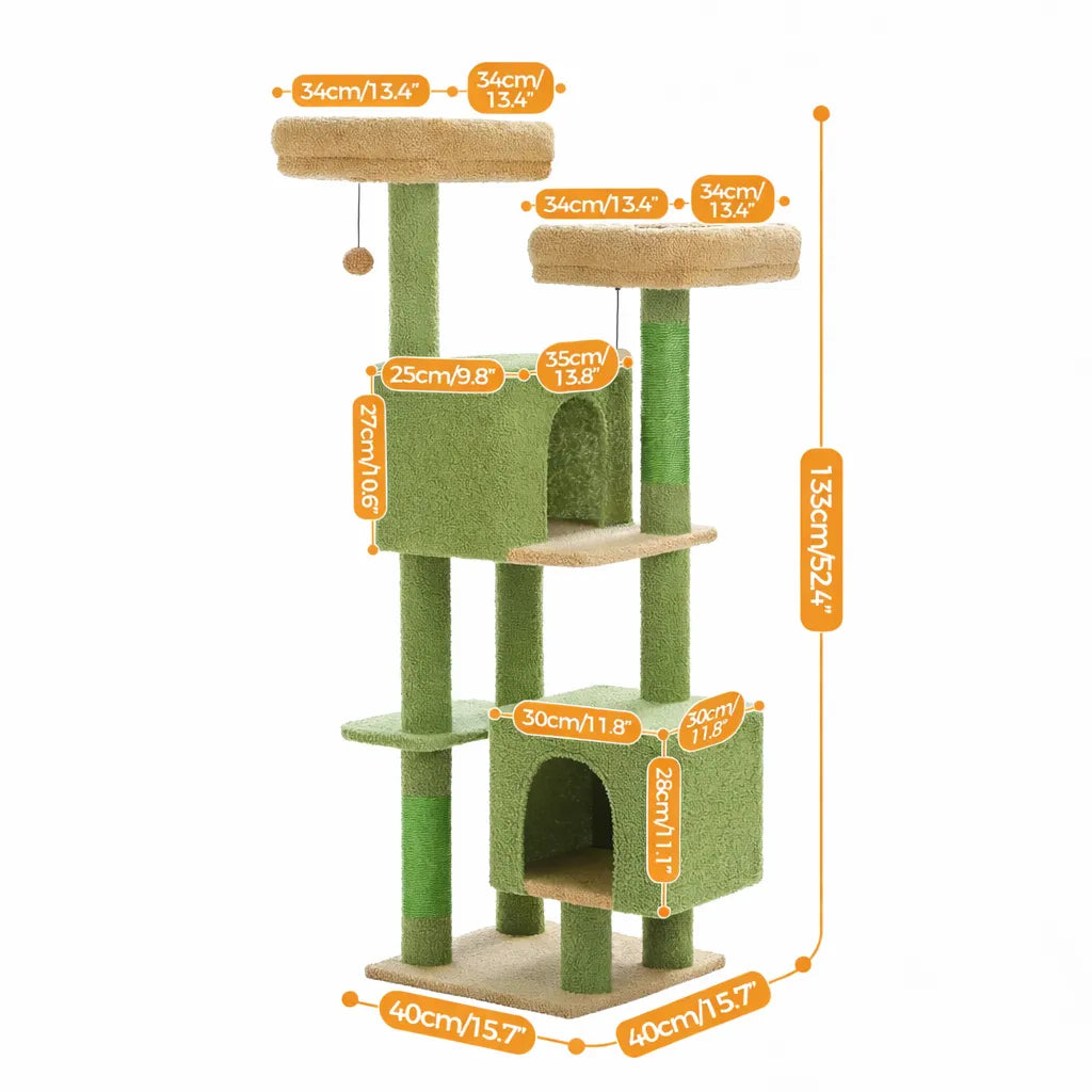 Arbre à chat 130 cm | 2 Condos et Griffoirs en Sisal