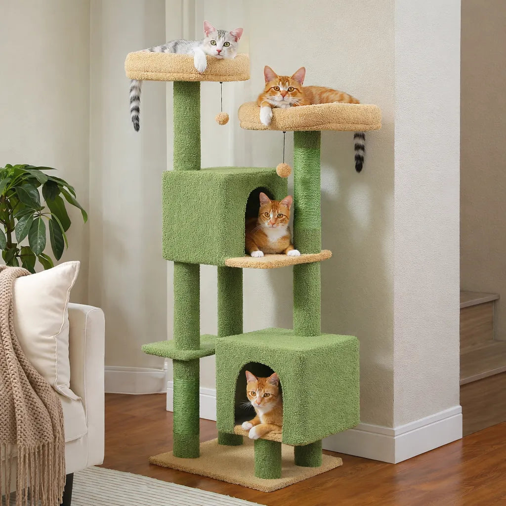 Arbre à chat 130 cm | 2 Condos et Griffoirs en Sisal