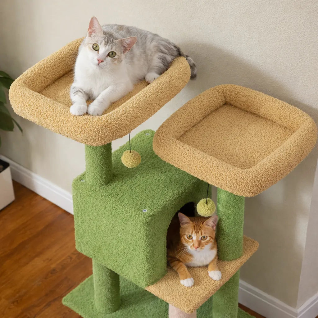 Arbre à chat 130 cm | 2 Condos et Griffoirs en Sisal