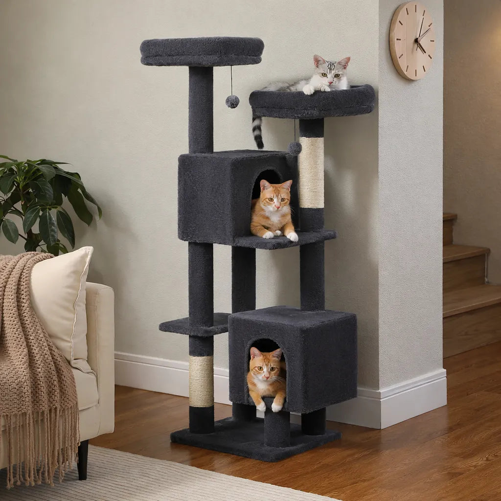 Arbre à chat 130 cm | 2 Condos et Griffoirs en Sisal