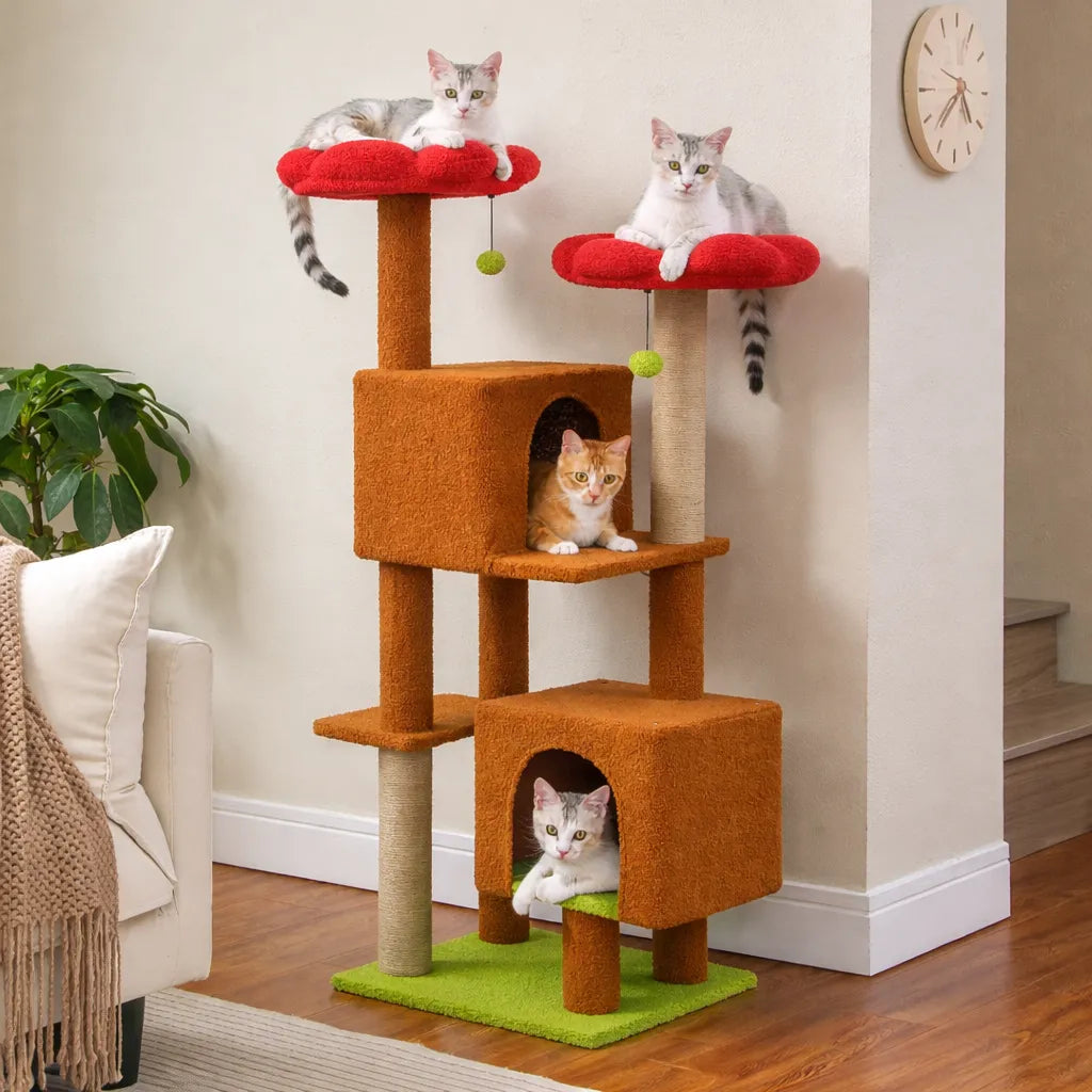 Arbre à chat 130 cm | 2 Condos et Griffoirs en Sisal