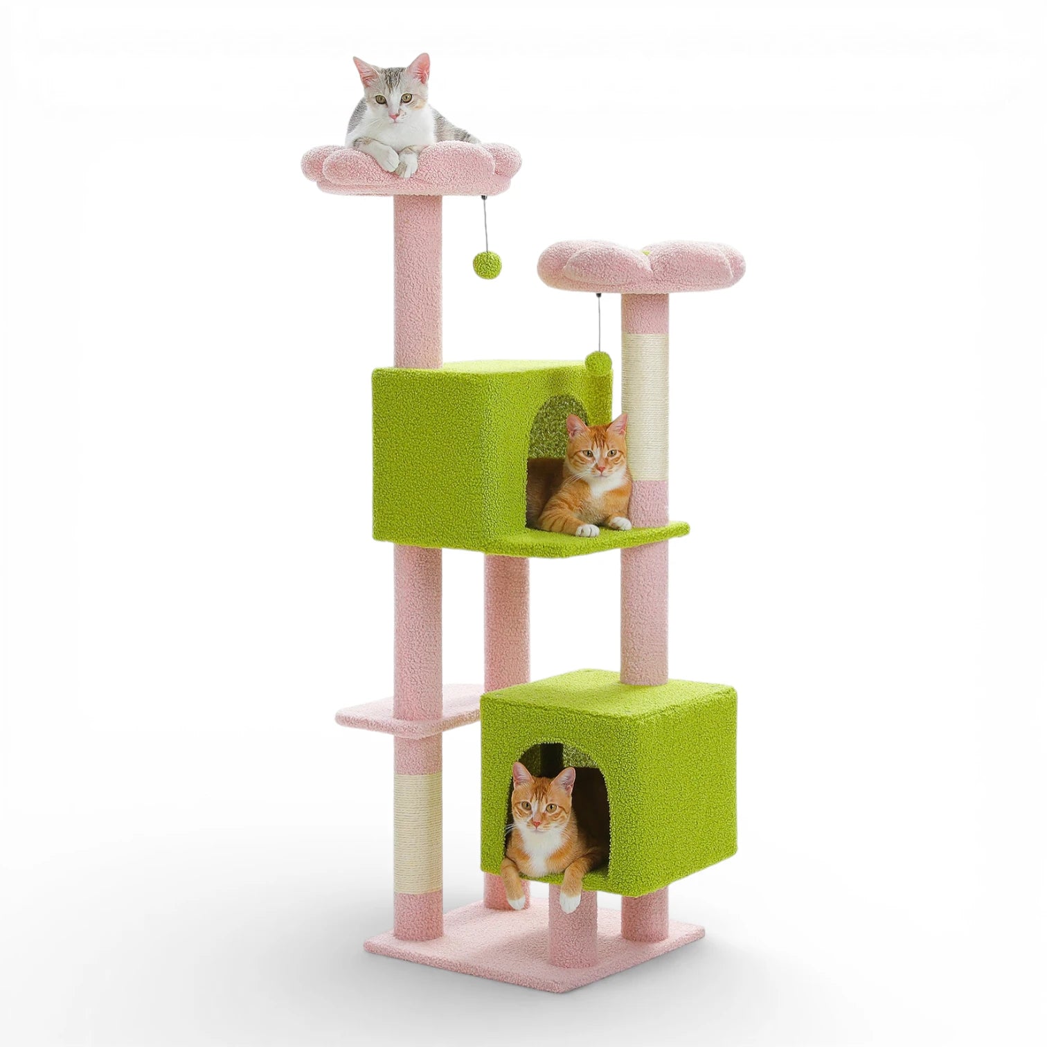 Arbre à chat 130 cm | 2 Condos et Griffoirs en Sisal