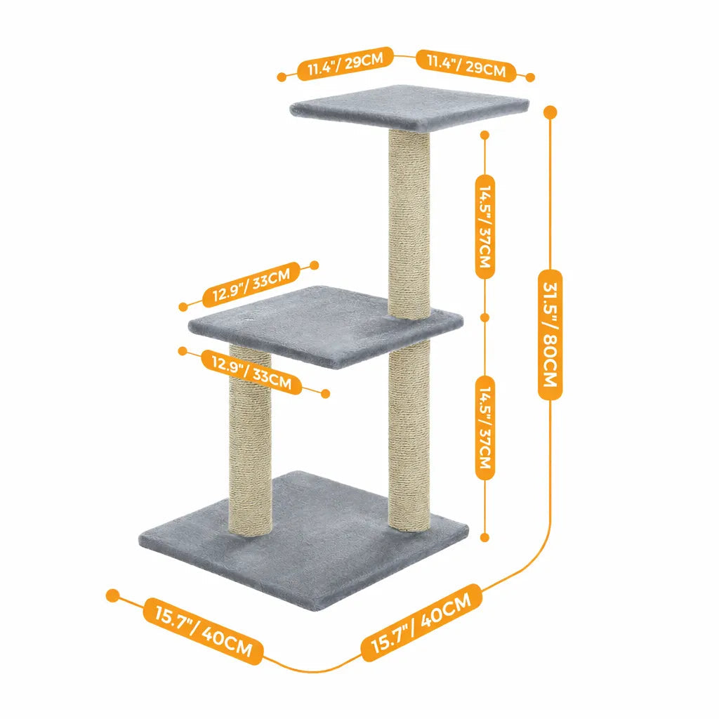 Arbre a chat 3 plateformes - Griffoir sisal et confort