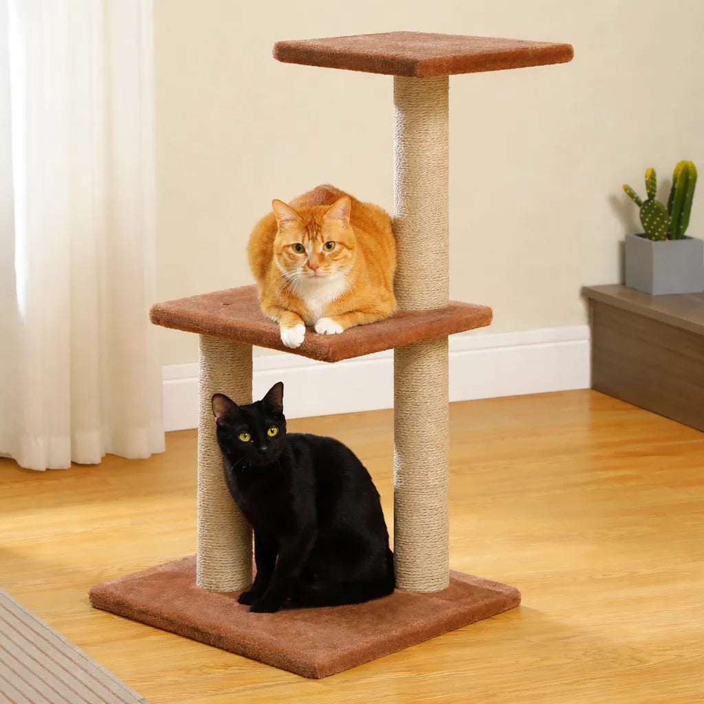 Arbre a chat 3 plateformes - Griffoir sisal et confort