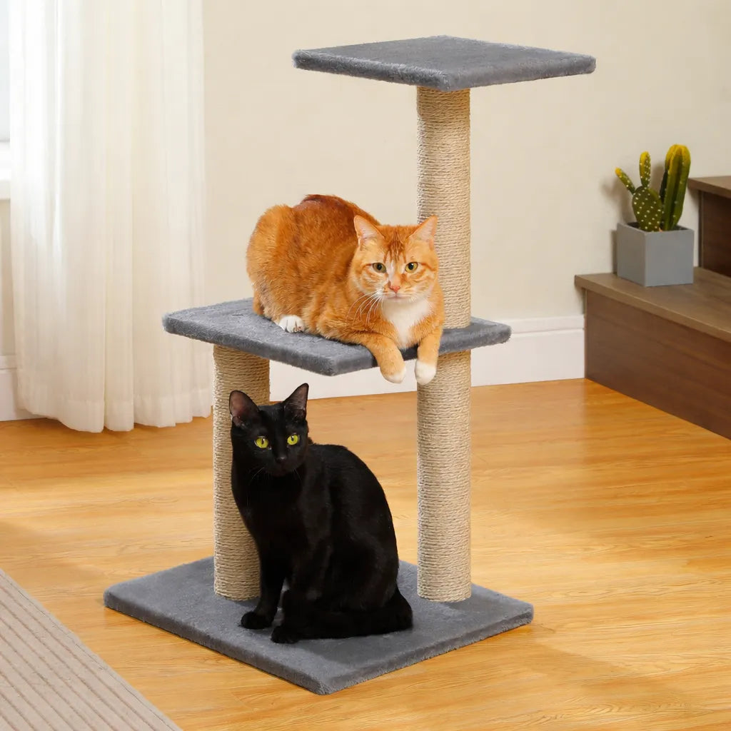Arbre a chat 3 plateformes - Griffoir sisal et confort