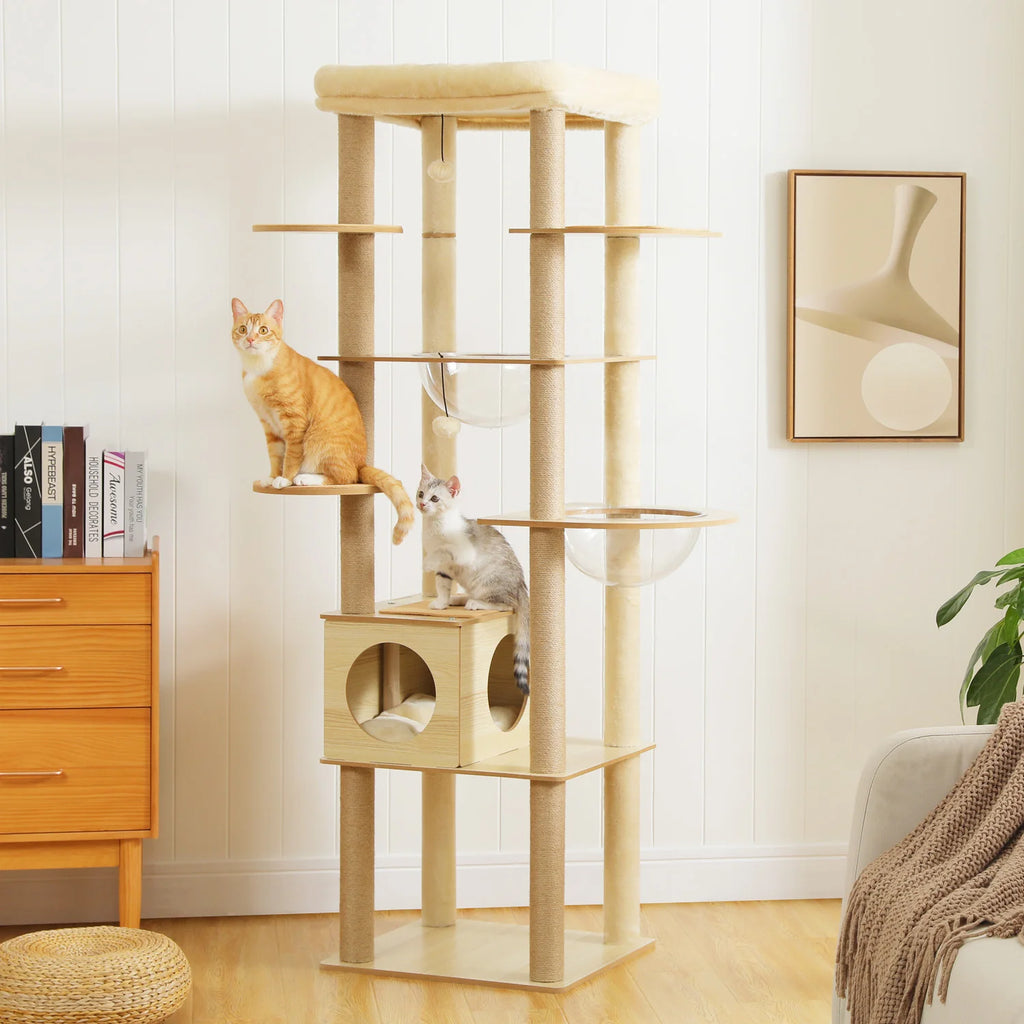Arbre à chat en bois - Tour avec Griffoirs