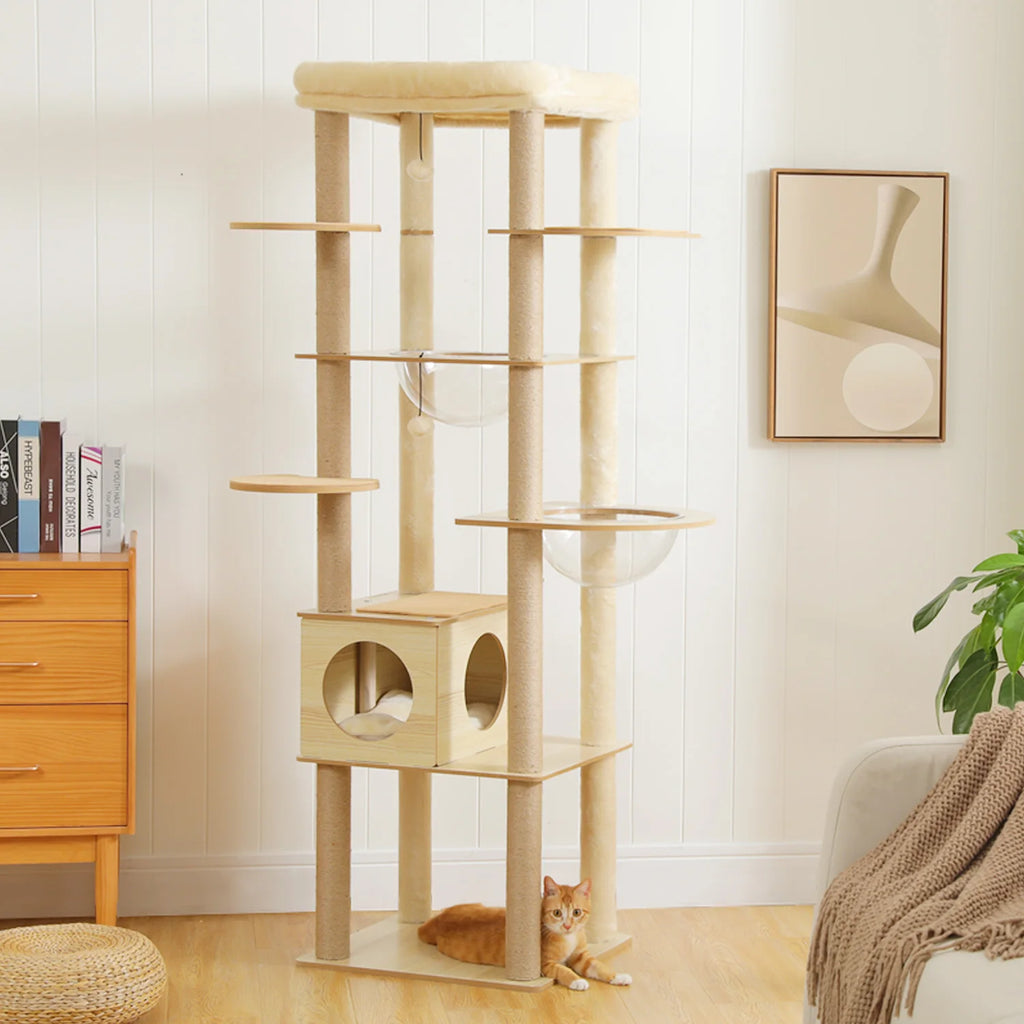 Arbre à chat en bois - Tour avec Griffoirs