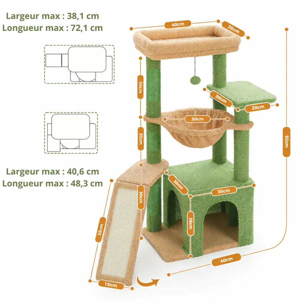 Arbre à chat petit espace - Hamac, condo et griffoir inclus