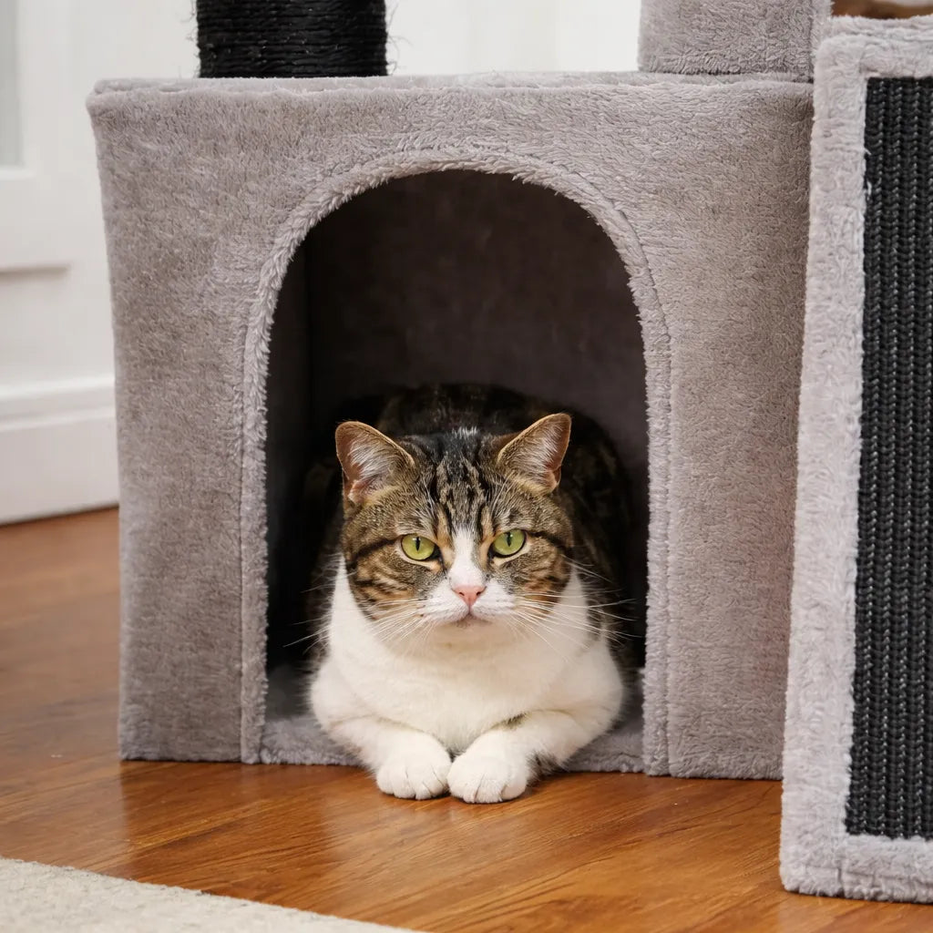Arbre a chat petit modèle - Double grotte et sisal intégral