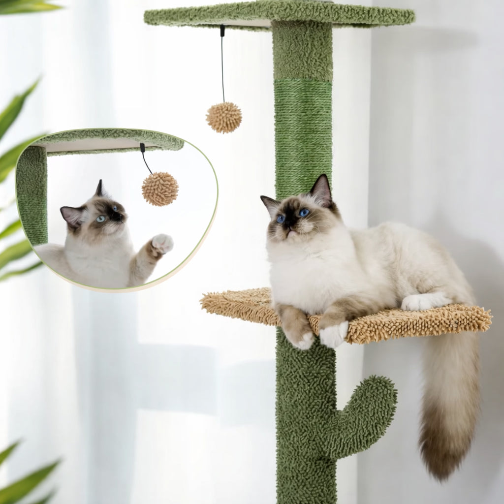 Arbre à Chat Sol Plafond 5 Niveaux - Sisal et Hamac Inclus