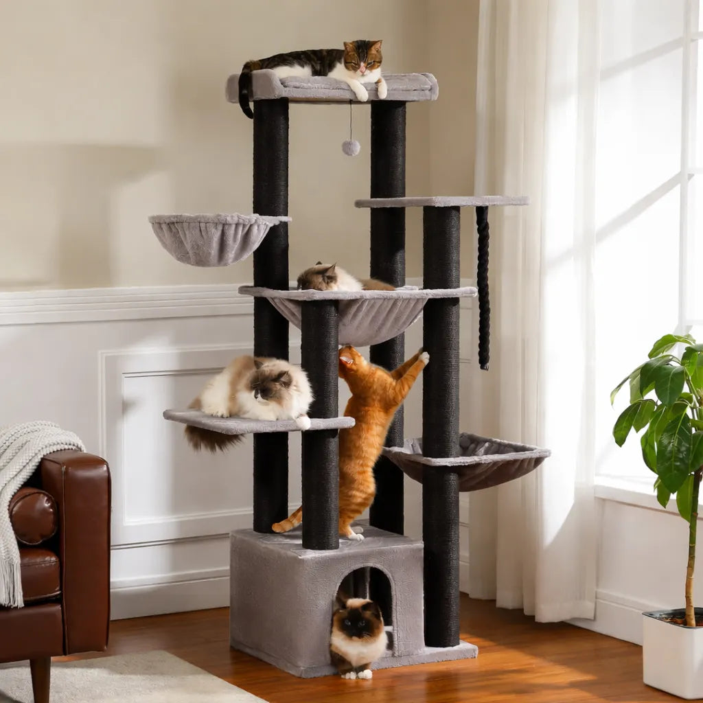 Arbre à Chat XXL 7 Niveaux - 11 Griffoirs Sisal et Hamacs