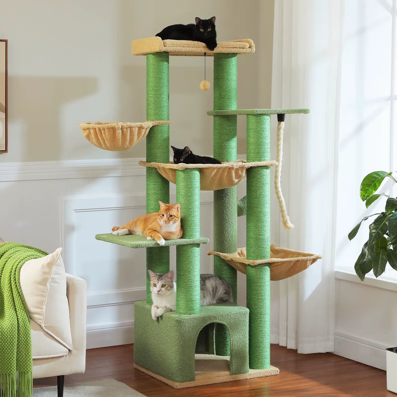 Arbre à Chat XXL 7 Niveaux - 11 Griffoirs Sisal et Hamacs
