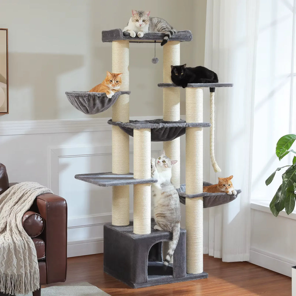 Arbre à Chat XXL 7 Niveaux - 11 Griffoirs Sisal et Hamacs