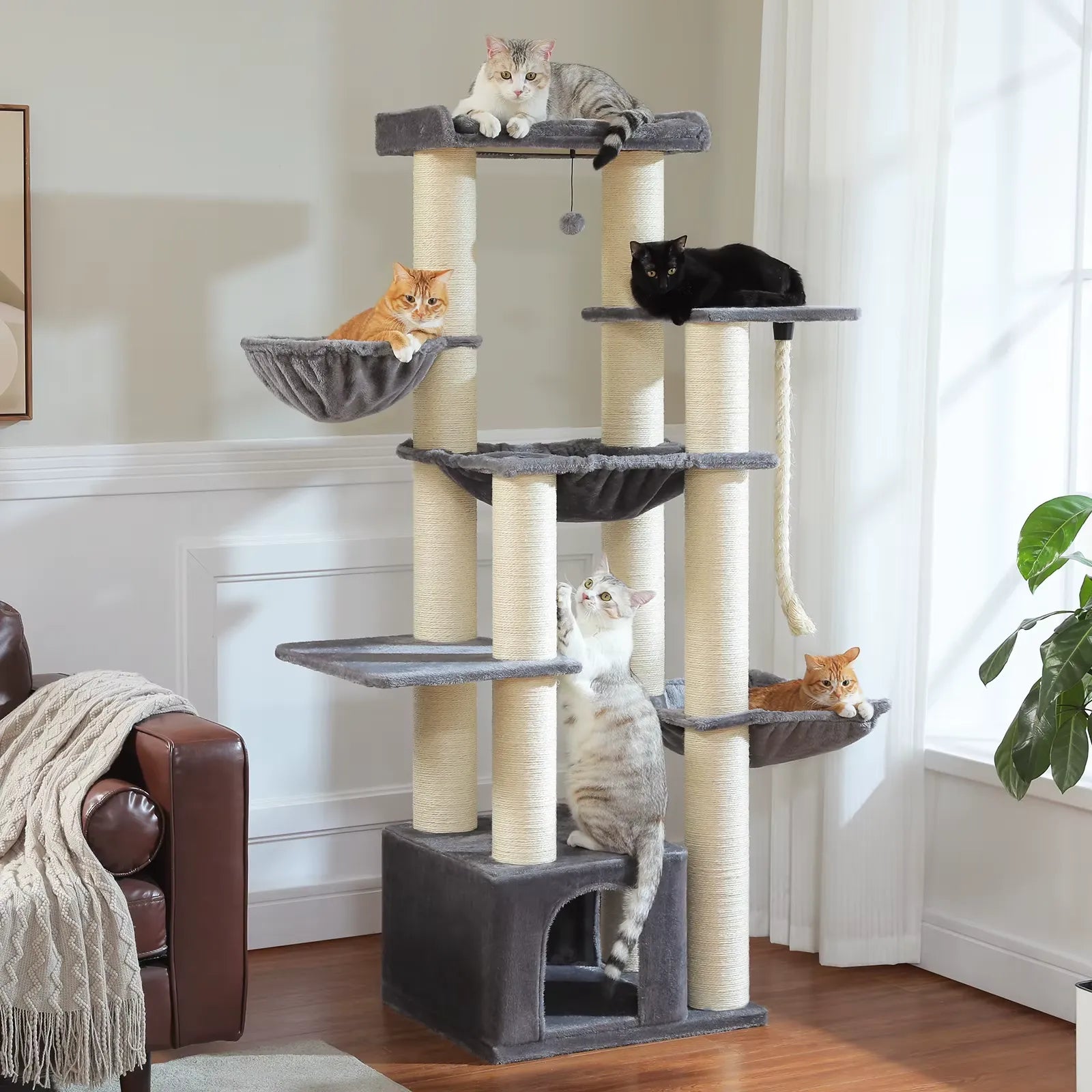 Arbre à Chat XXL 7 Niveaux - 11 Griffoirs Sisal et Hamacs