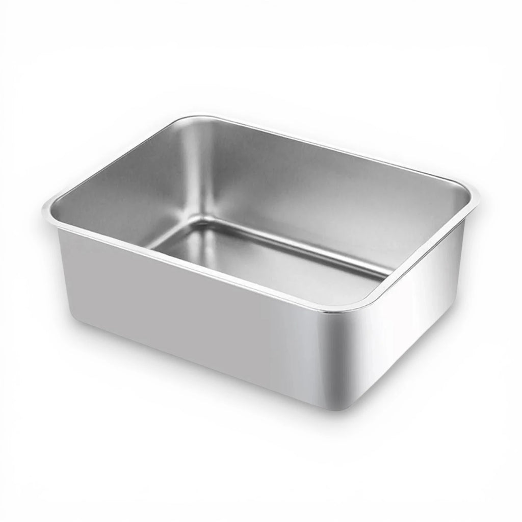 Bac à litière en inox - Grand format hygiénique et durable