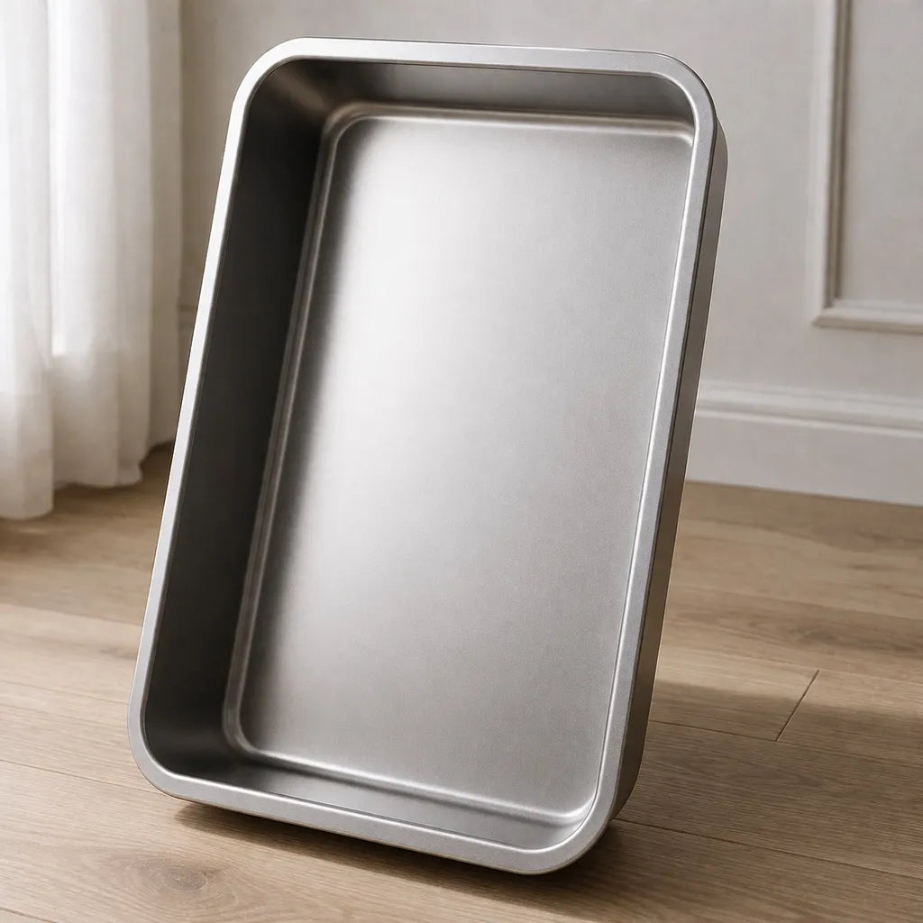 Bac à litière en inox - Grand format hygiénique et durable
