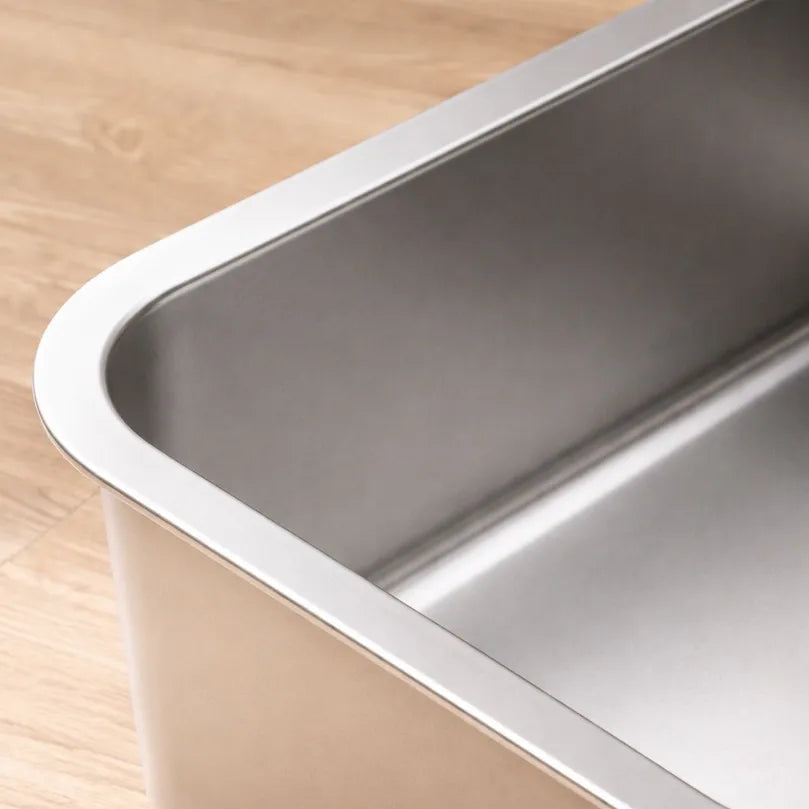 Bac à litière en inox - Grand format hygiénique et durable