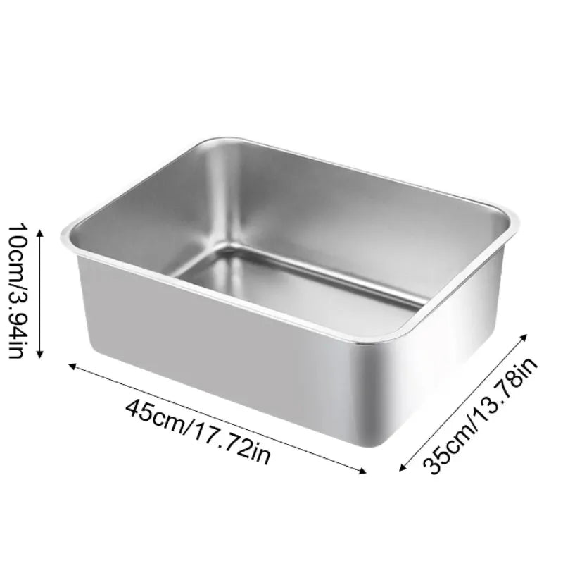 Bac à litière en inox - Grand format hygiénique et durable