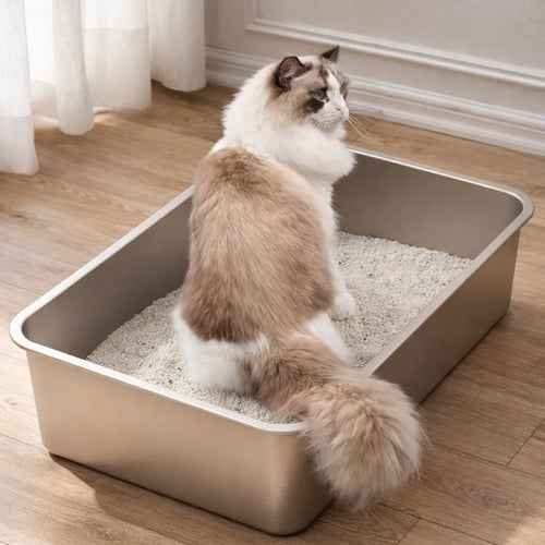Bac à litière en inox - Grand format hygiénique et durable