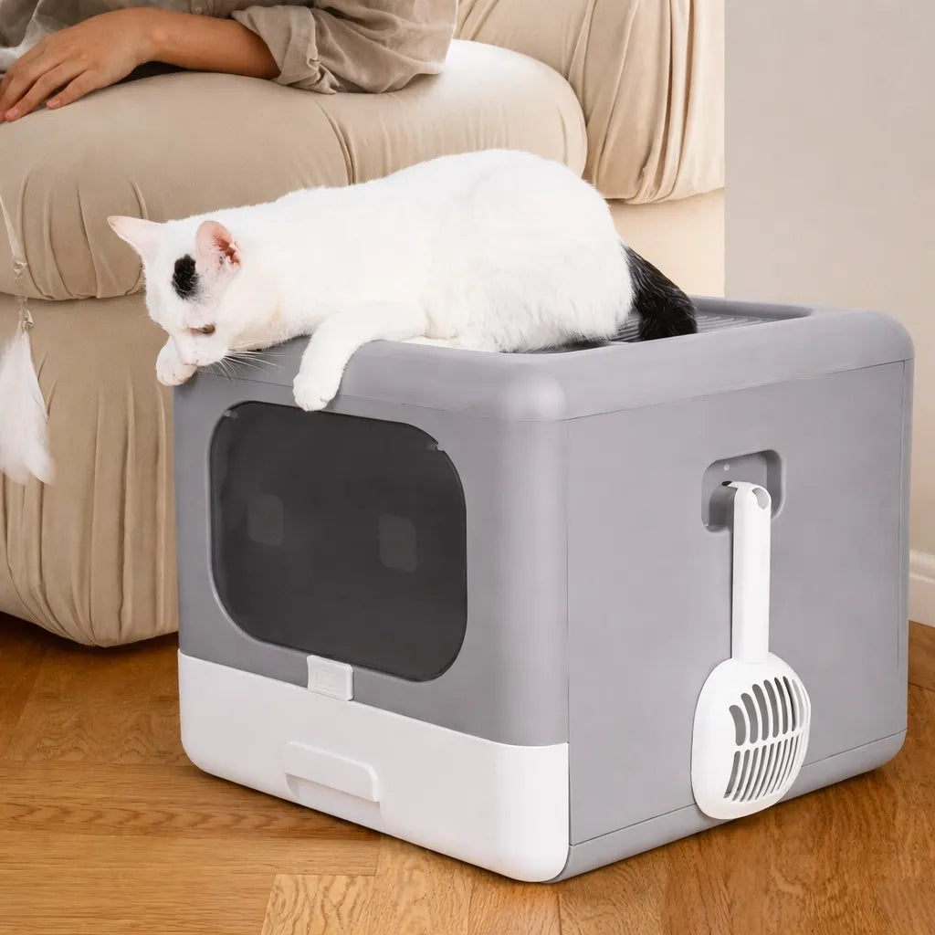 Bac à litière fermé chat - Double entrée filtre anti-odeurs