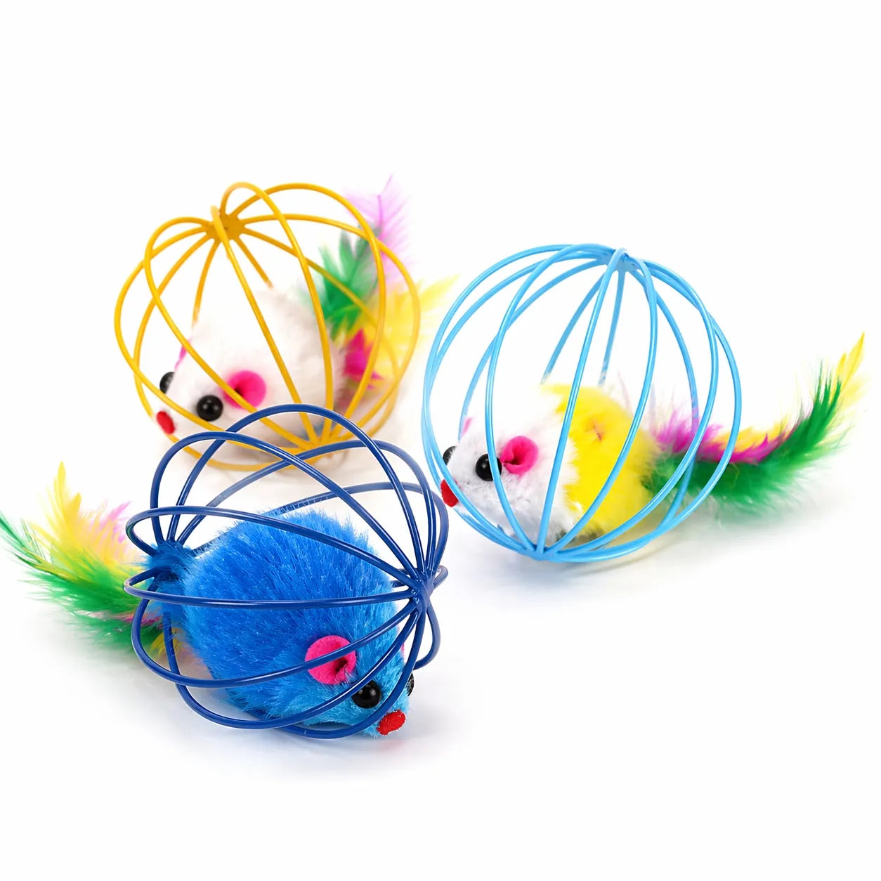 Balle chat interactive à cage - Jouet souris pour félin actif