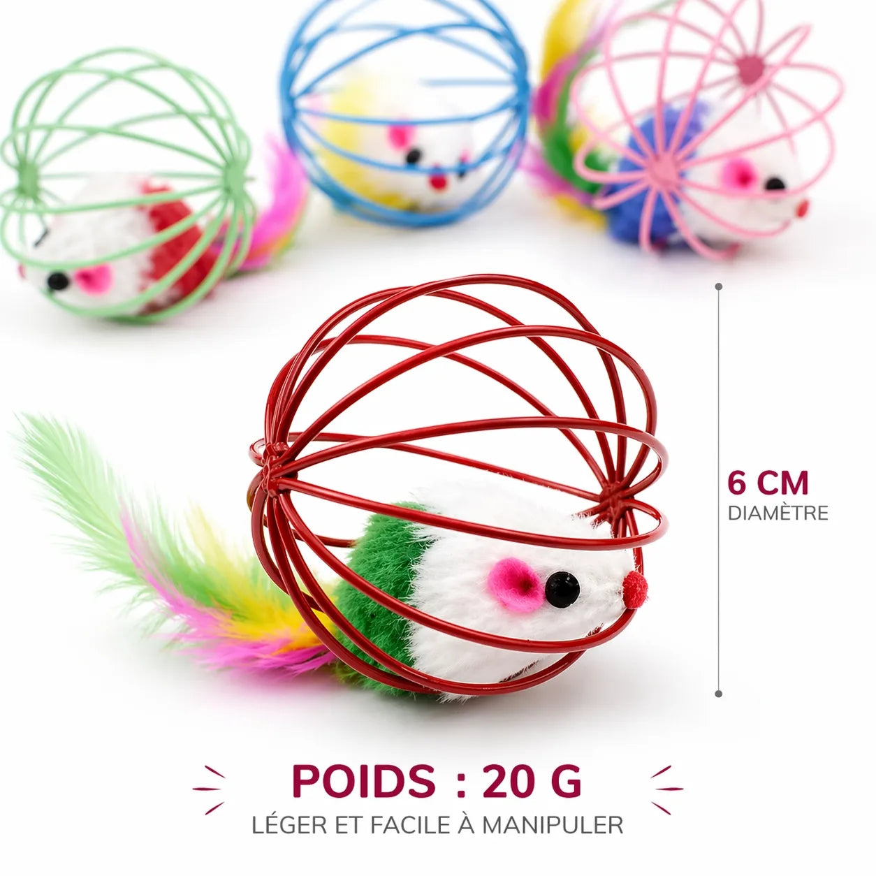 Balle chat interactive à cage - Jouet souris pour félin actif