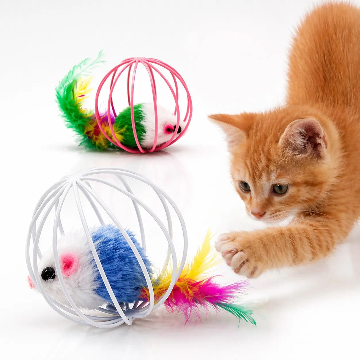 Balle chat interactive à cage - Jouet souris pour félin actif