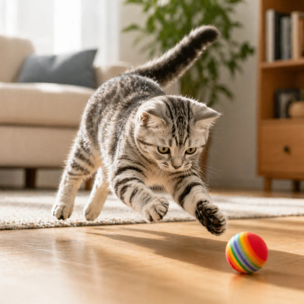 Balle pour chat arc-en-ciel - Lot de 10 balles interactives