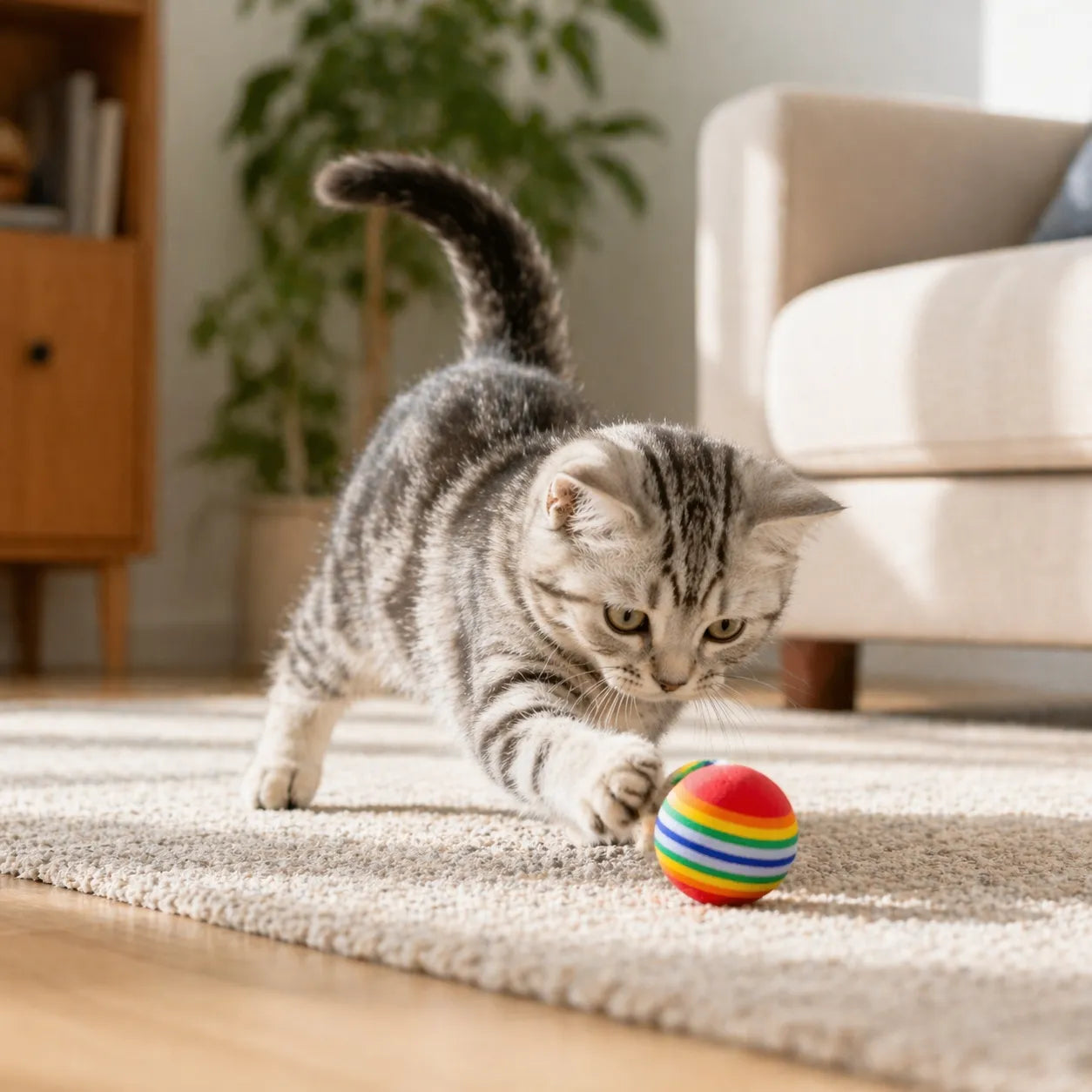 Balle pour chat arc-en-ciel - Lot de 10 balles interactives