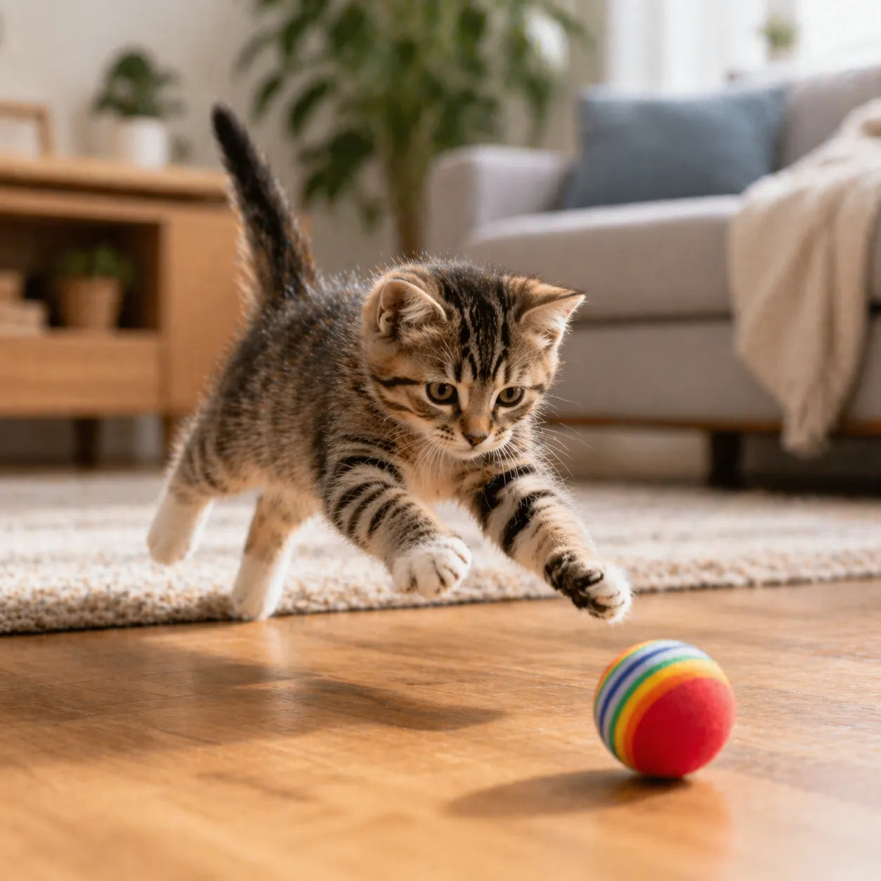 Balle pour chat arc-en-ciel - Lot de 10 balles interactives