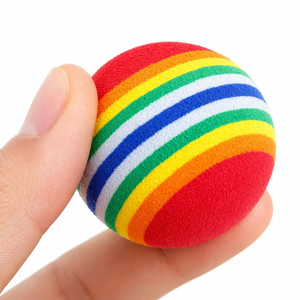Balle pour chat arc-en-ciel - Lot de 10 balles interactives