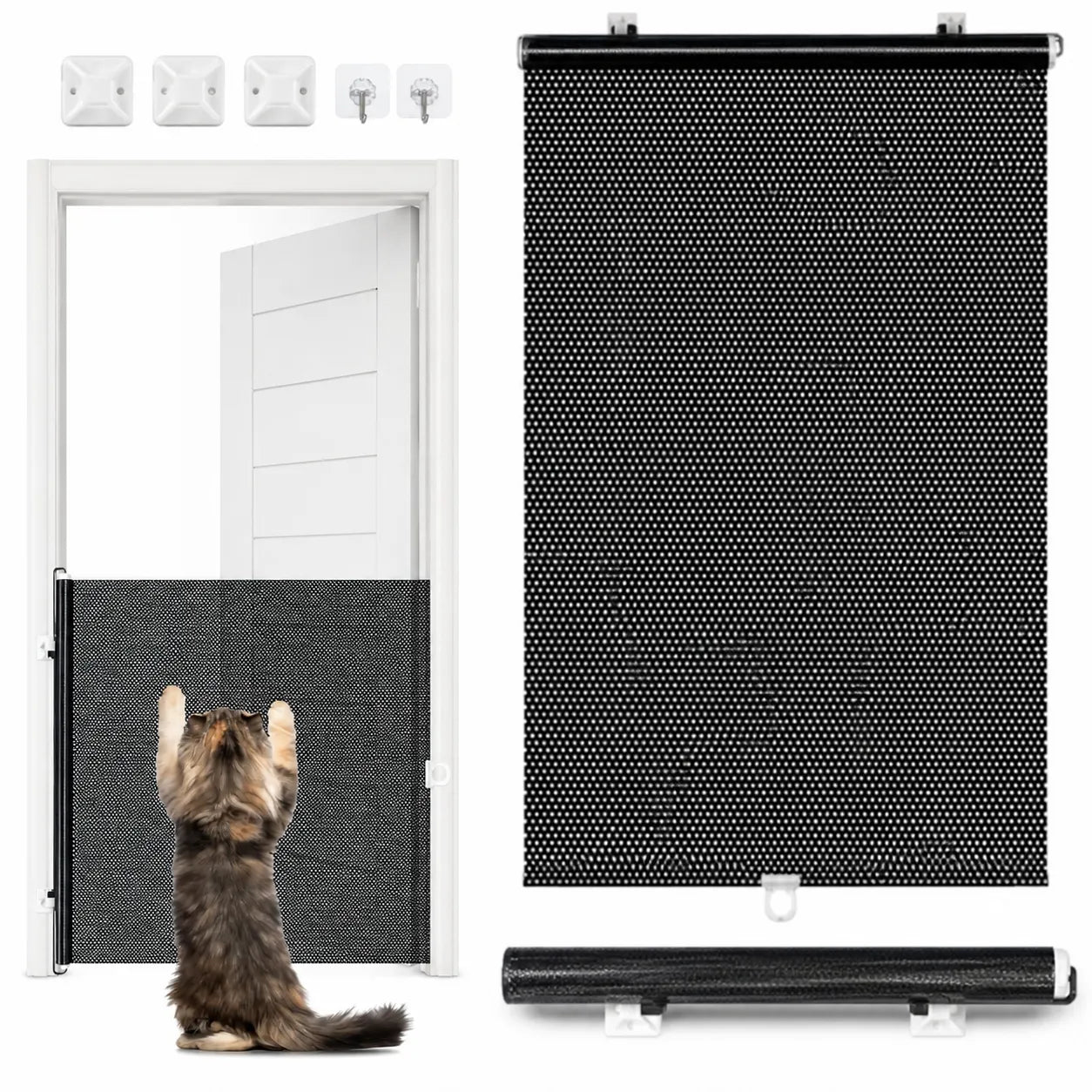 Barrière à chat rétractable pour porte - Sans perçage