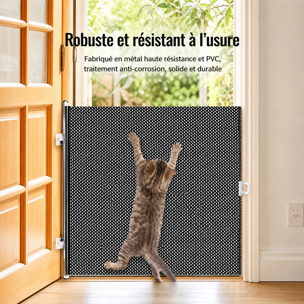 Barrière à chat rétractable pour porte - Sans perçage