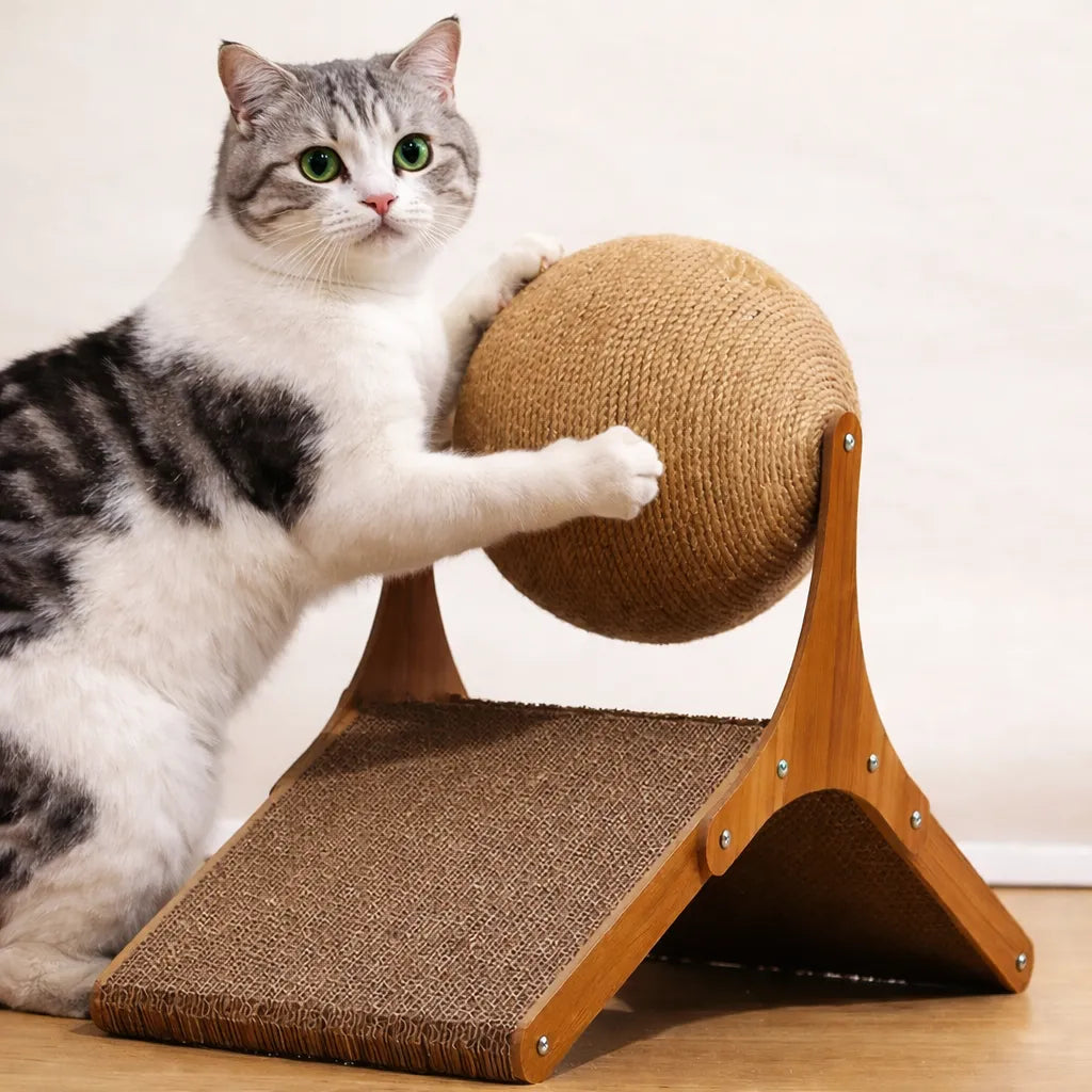 Boule griffoir chat - Avec balle rotative