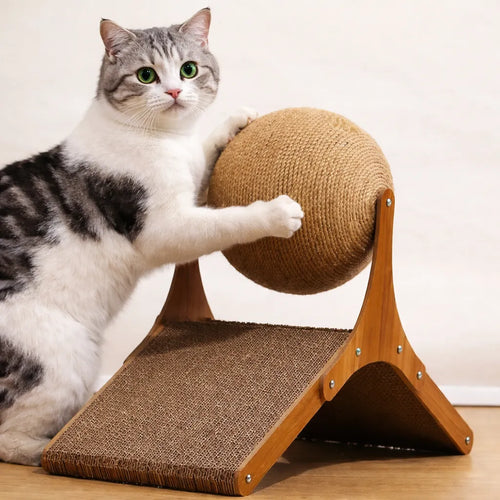 Boule griffoir chat - Avec balle rotative