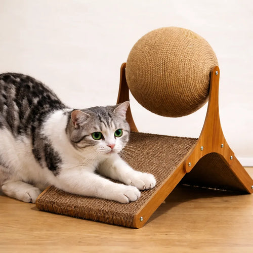 Boule griffoir chat - Avec balle rotative
