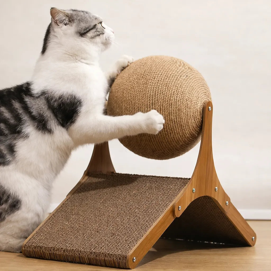 Boule griffoir chat - Avec balle rotative