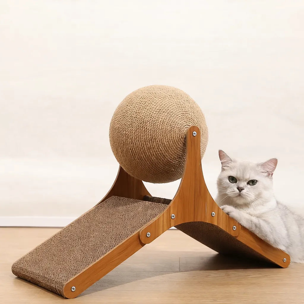 Boule griffoir chat - Avec balle rotative