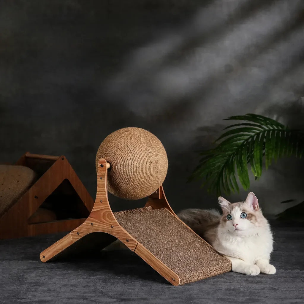 Boule griffoir chat - Avec balle rotative