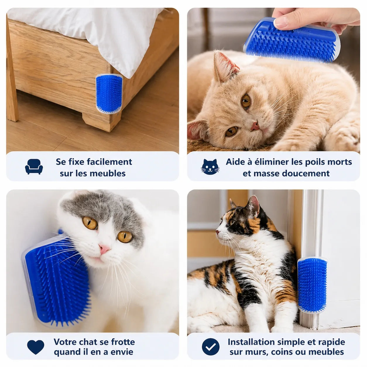 Brosse chat murale - Grattoir massage fixation angle mur