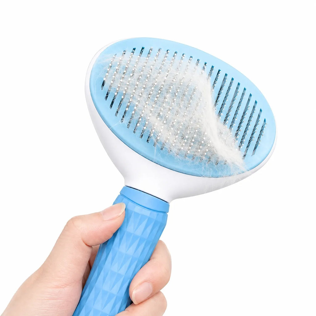 Brosse pour chat auto-nettoyante - Peigne acier poils longs