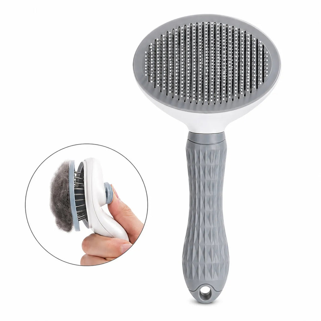Brosse pour chat auto-nettoyante - Peigne acier poils longs