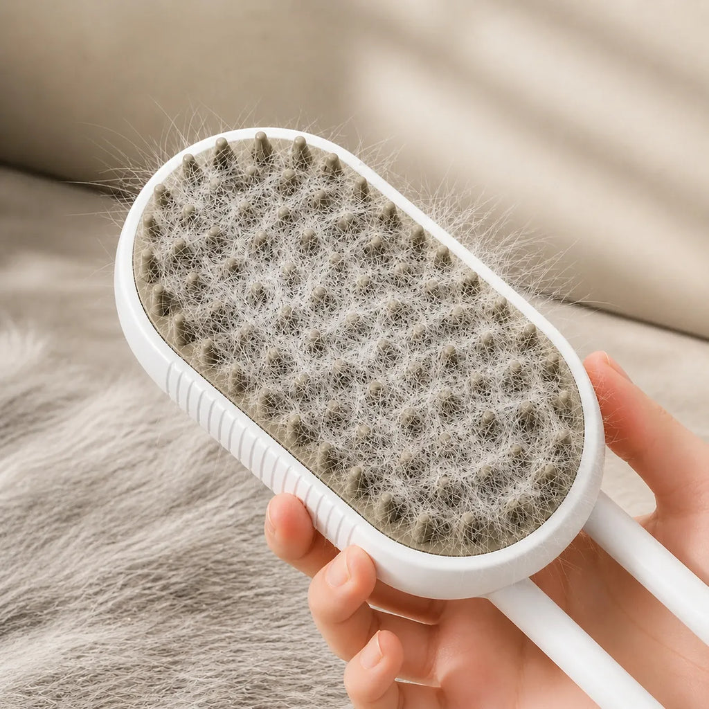 Brosse vapeur chat 3 en 1 - Massage spray et épilation