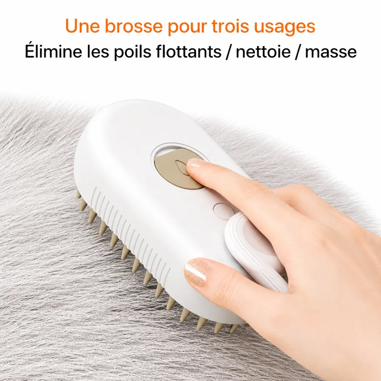 Brosse vapeur chat 3 en 1 - Massage spray et épilation