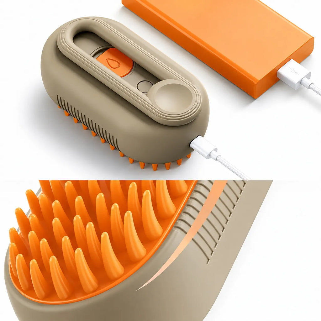 Brosse vapeur chat 3 en 1 - Massage spray et épilation