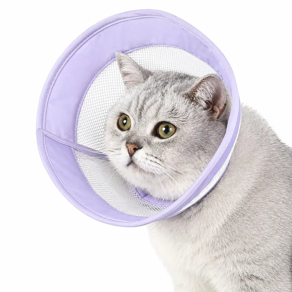 Collerette chat respirante - Cône médical doux en coton mesh