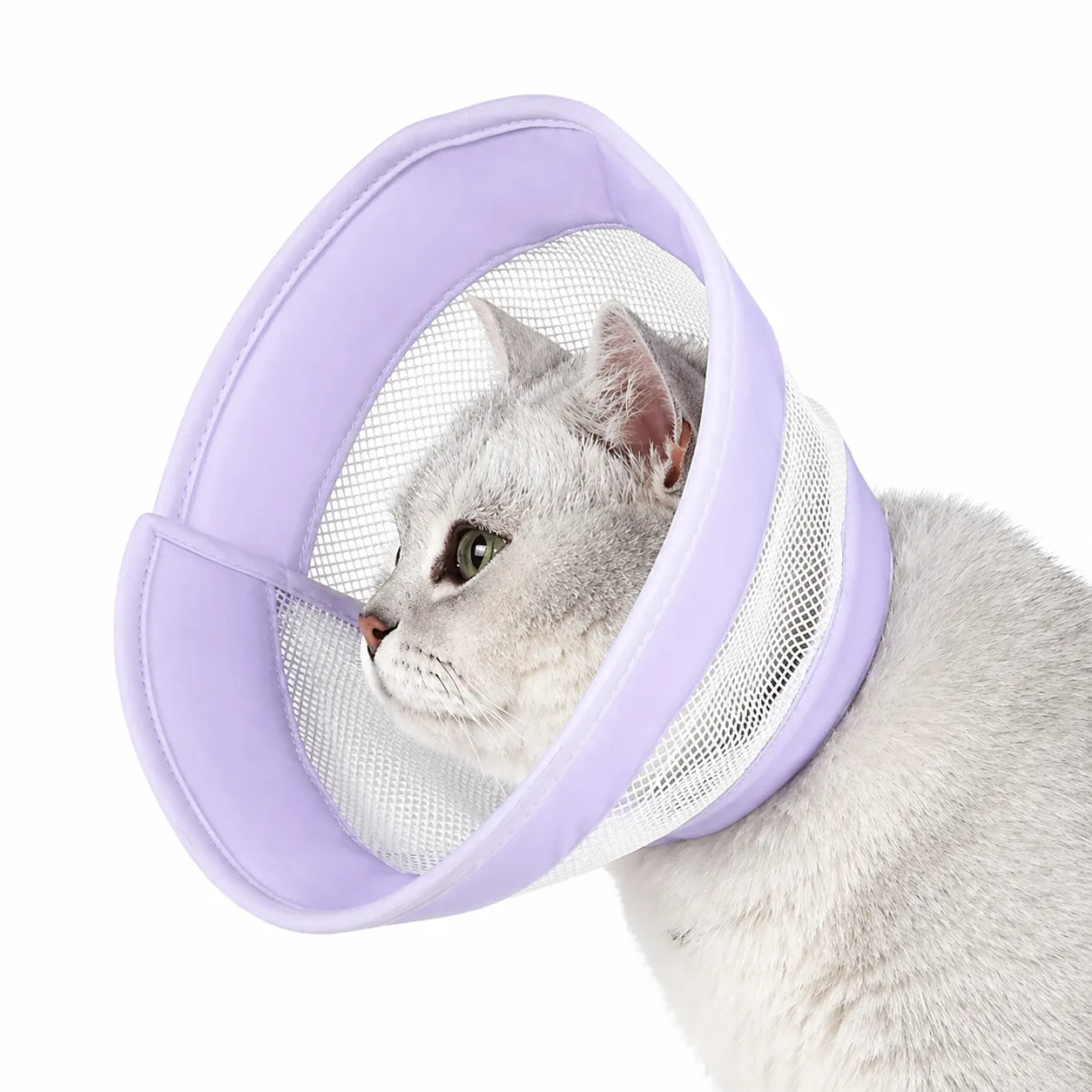 Collerette chat respirante - Cône médical doux en coton mesh